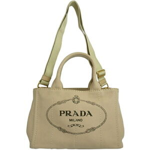 Prada Canapa Convertible 2way Tote Shoulder Bag Tan